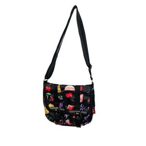 LeSportsac X Curtis Kulig Love Me Fruit Print Crossbody Bag Black Ripstop Nylon